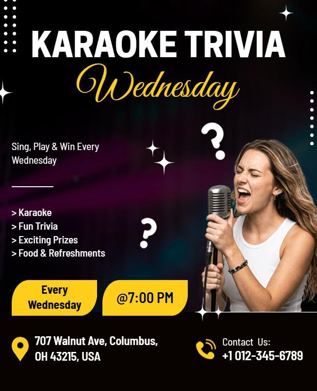 Wednesday Karaoke Trivia Contest Flyer Template