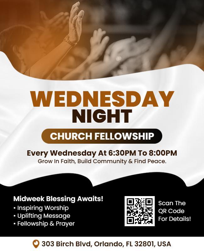 Wednesday Night Church Fellowship Event Flyer Template