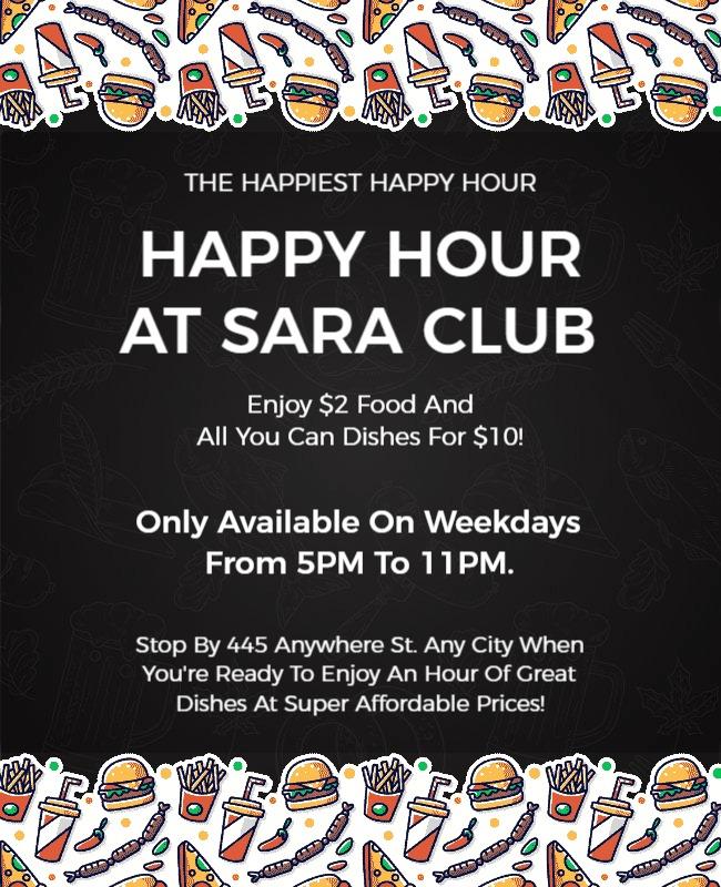 Weekday Happy Hour Food Deals Flyer Template