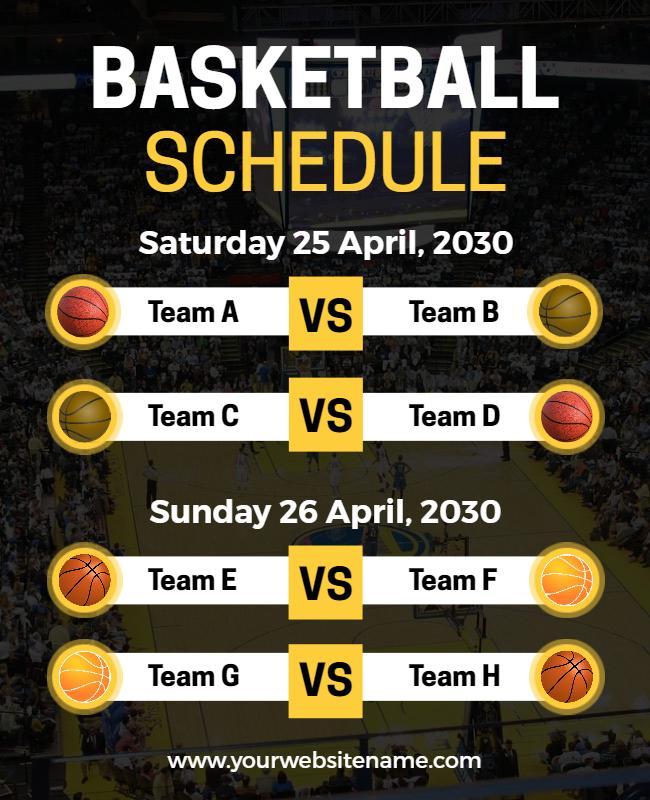 Weekend Basketball Match Schedule Flyer Template