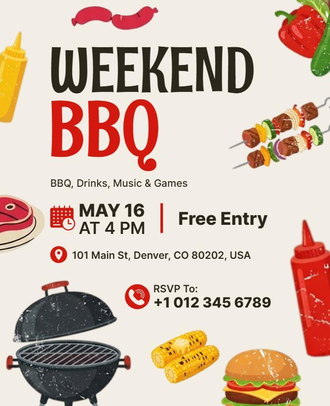 Weekend BBQ Event Poster Template