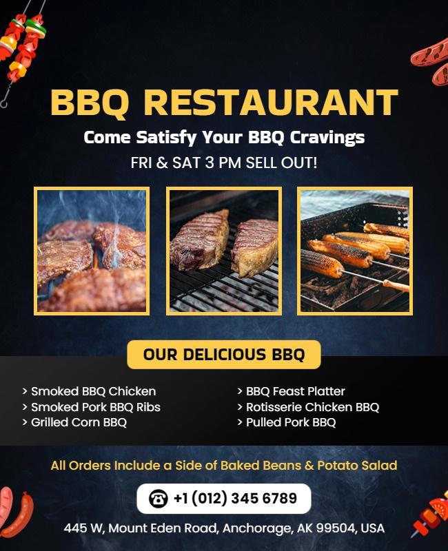 Weekend Bbq Restaurant Promotional Flyer Template