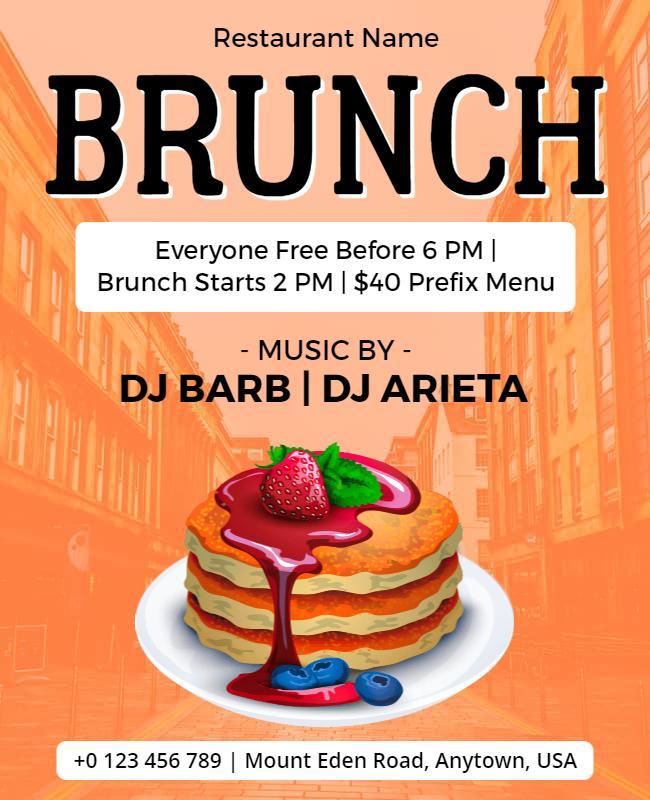 Weekend Brunch Event with Live Dj Flyer Template