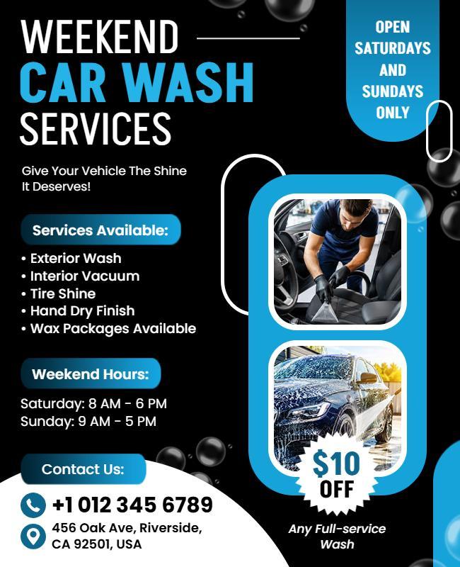 Weekend Car Wash Service Promotion Flyer Template