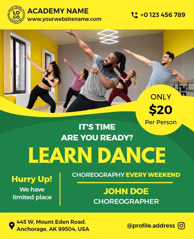 Weekend Dance Choreography Class Flyer Template