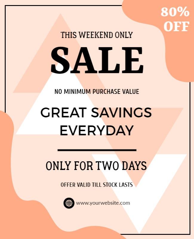 Modern Abstract Coral Weekend Sale Promotion Flyer Template