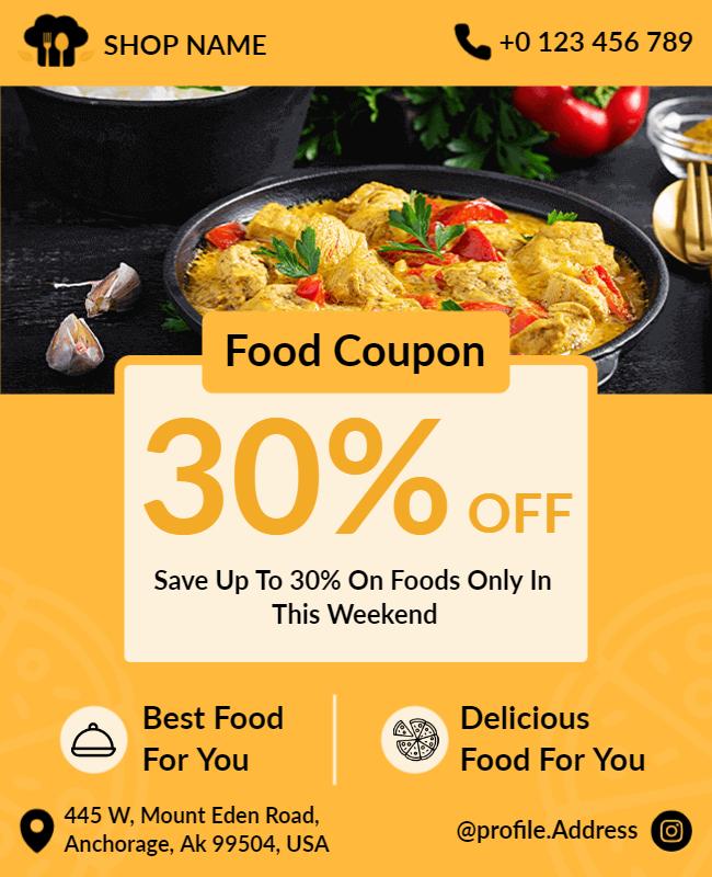 Weekend Food Discount Coupon Flyer Template