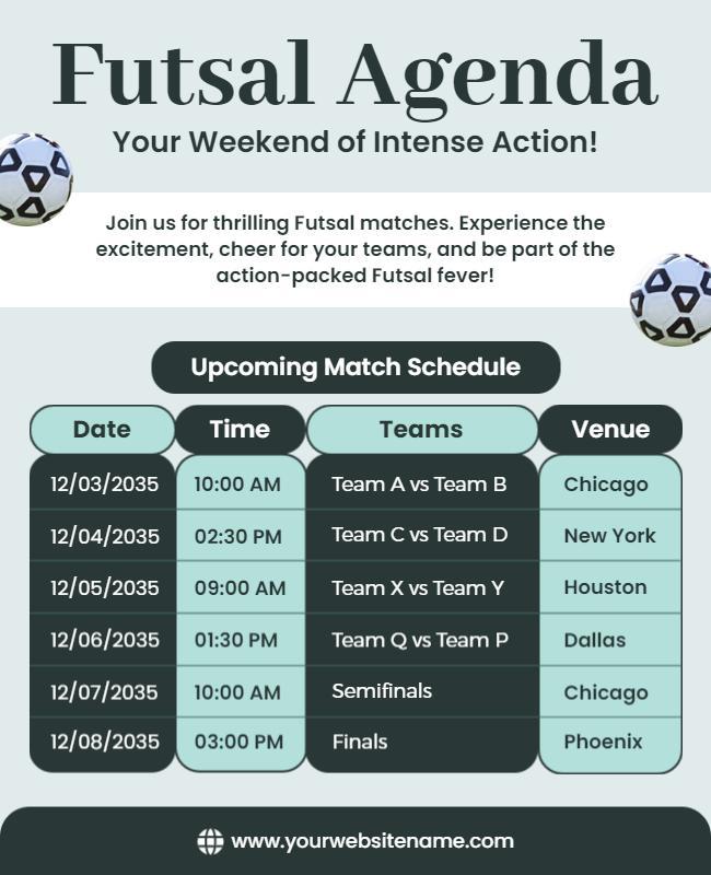 Weekend Futsal Tournament Schedule Flyer Template