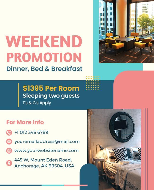 Weekend Hotel Promotion Bed and Breakfast Flyer Template