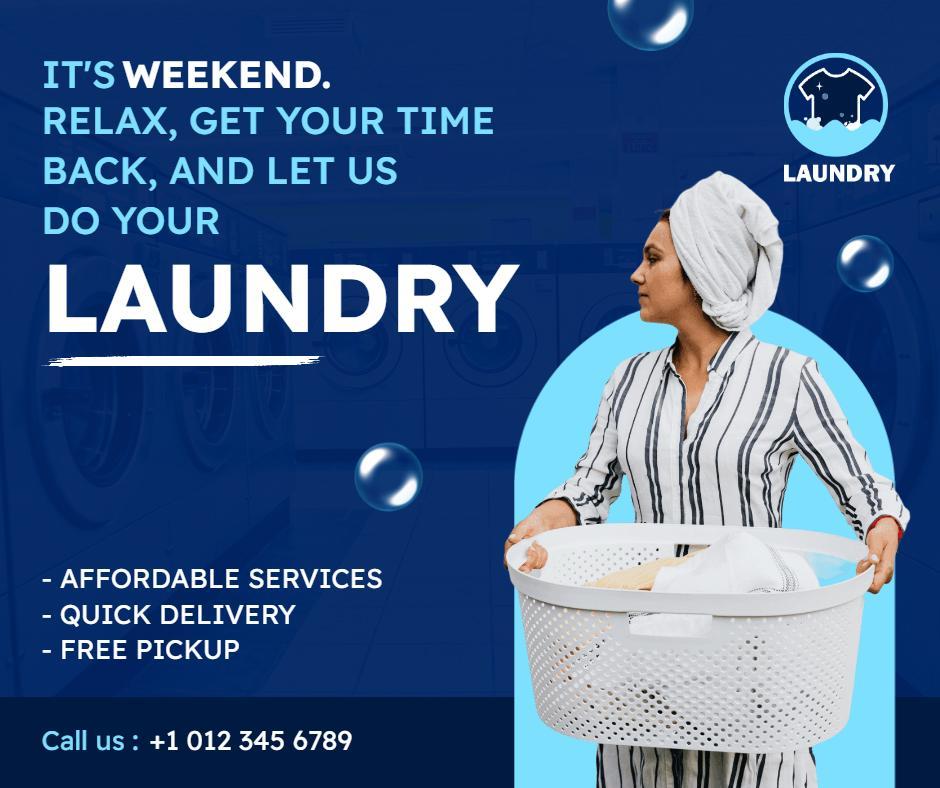 Weekend Laundry Service Promotion Facebook Flyer Template