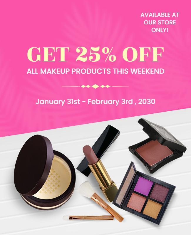 Weekend Makeup Products Discount Flyer Template