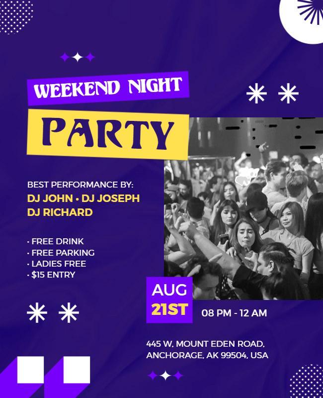 Weekend Night Dance Party Flyer Template