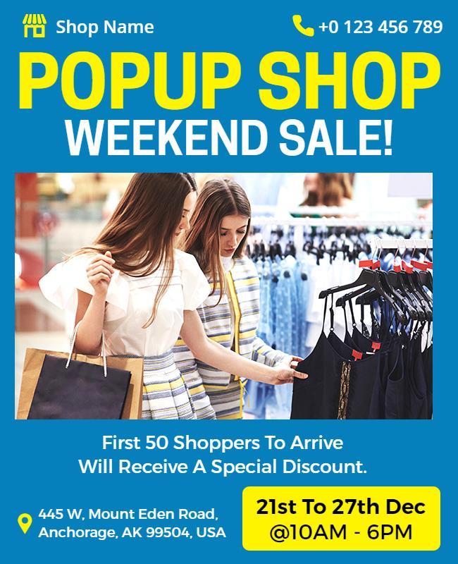 Weekend Pop Up Shop Sale Event Flyer Template