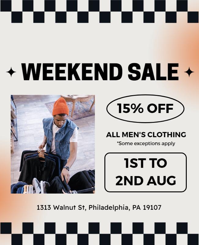 Weekend Sale Mens Clothing Discount Flyer Template