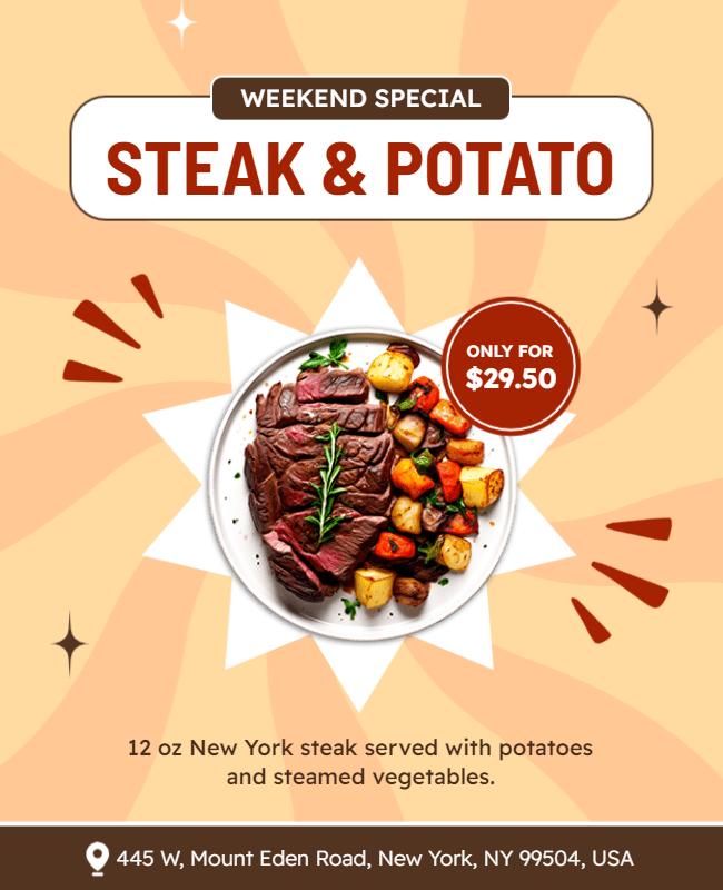 Weekend Special Steak and Potato Flyer Template