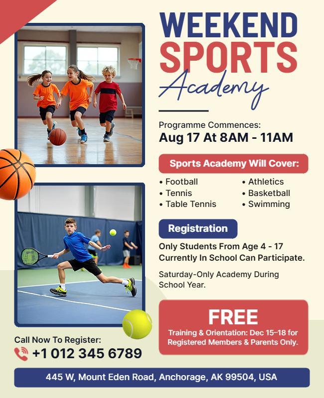 Weekend Sports Academy Registration Flyer Template