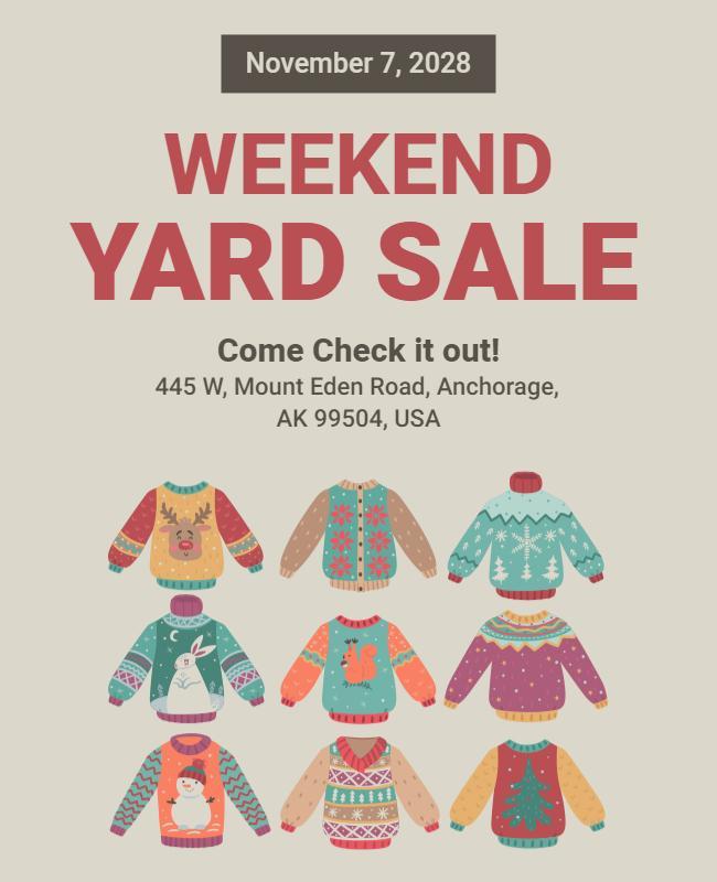 Weekend Yard Sale Announcement Flyer Template