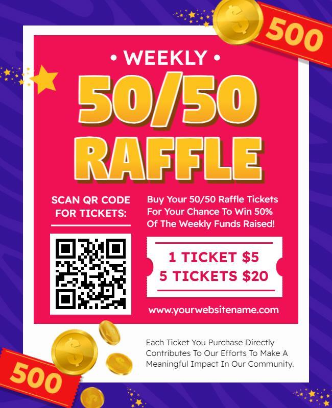 Weekly 5050 Raffle Fundraising Flyer Template