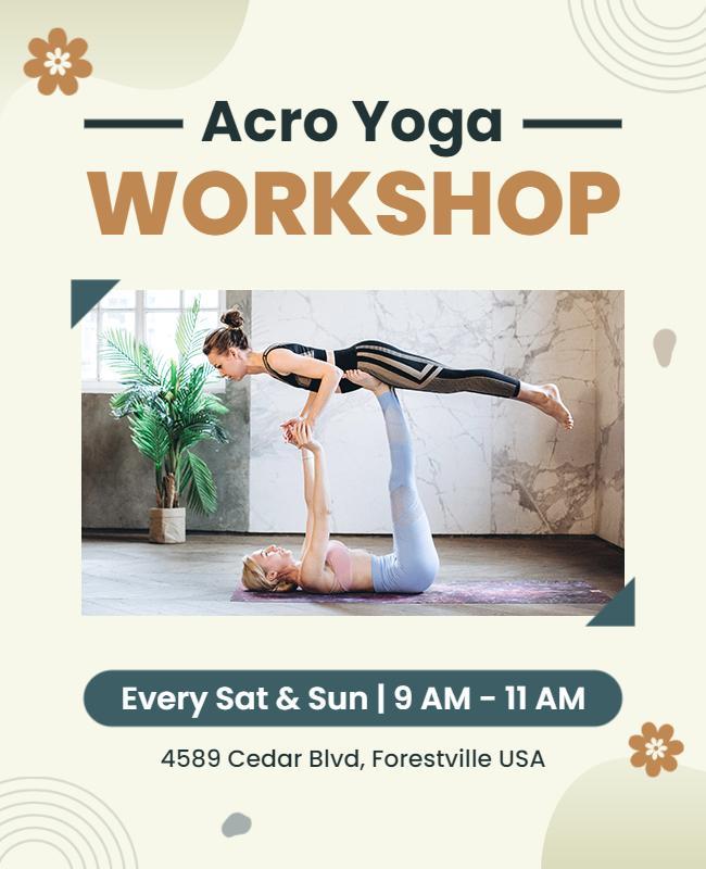 Weekly Acro Yoga Workshop Event Flyer Template