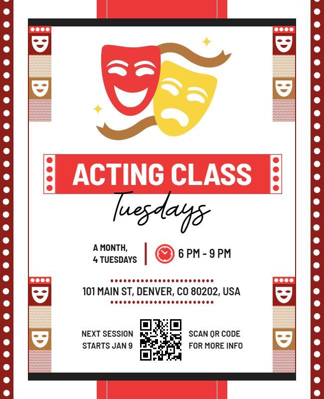 Weekly Acting Class Enrollment Flyer Template