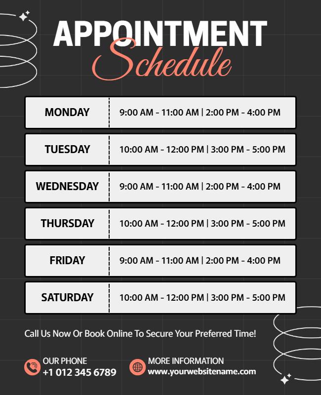 Weekly Appointment Schedule Poster Template