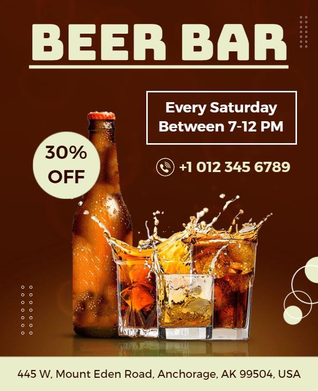 Weekly Beer Bar Discount Promotion Flyer Template