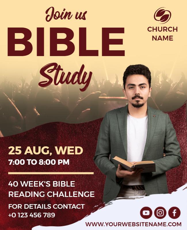 Modern Red Bible Study Gathering Flyer Template