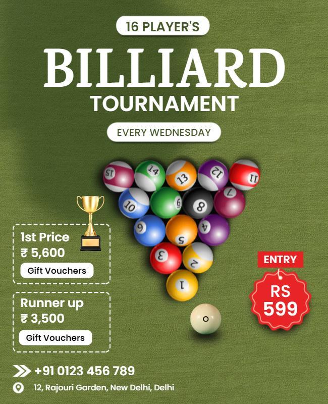 Weekly Billiard Tournament Event Flyer Template