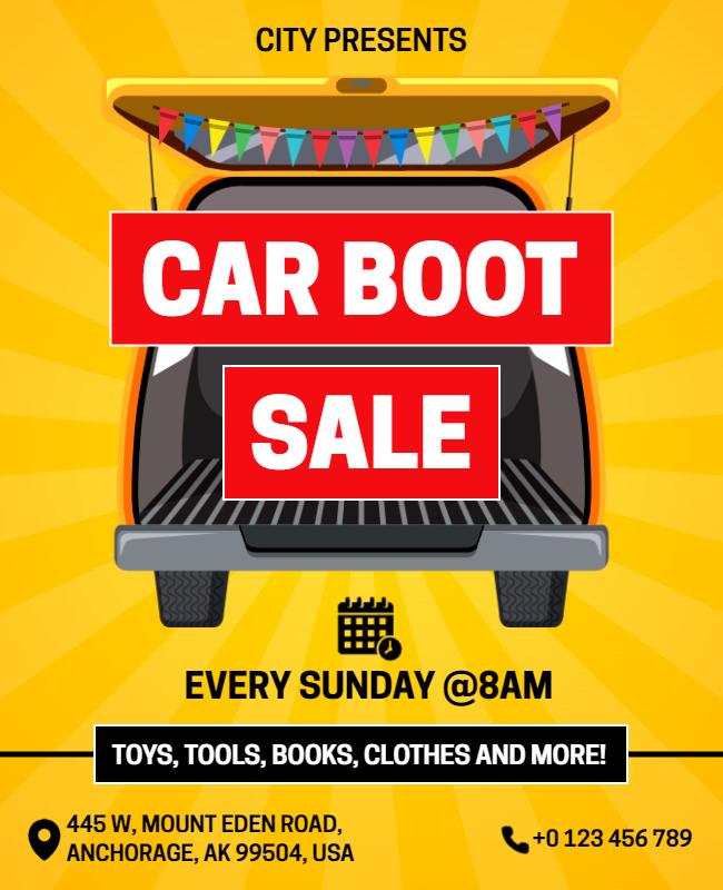 Weekly Car Boot Sale Announcement Flyer Template