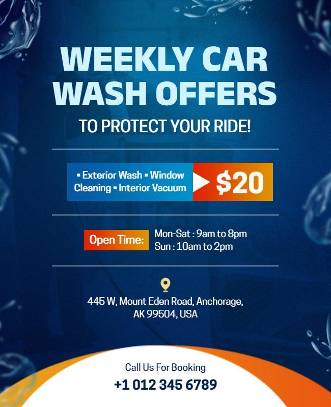 Weekly Car Wash Service Promotion Flyer Template