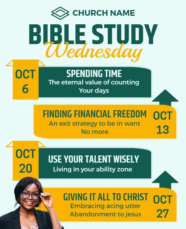 Inspirational Green Bible Study Weekly Events Flyer Template