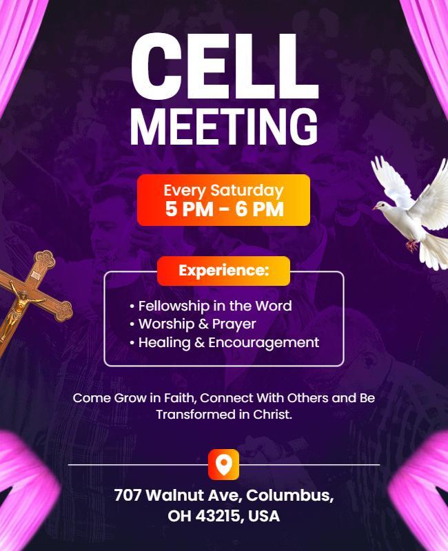Weekly Church Cell Meeting Invitation Flyer Template