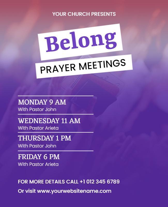 Weekly Church Prayer Meetings Flyer Template