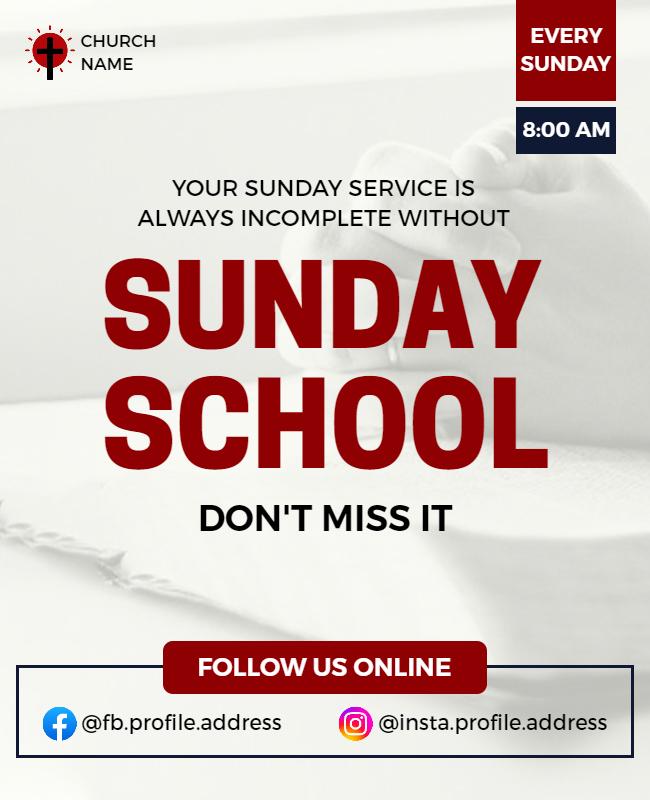 Weekly Church Sunday School Flyer Template