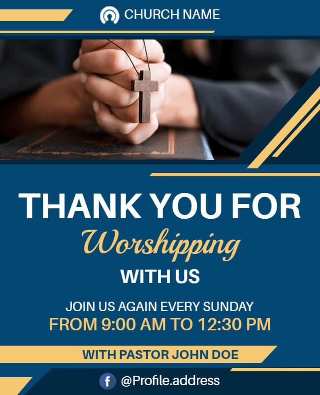 Weekly Church Worship Service Invitation Flyer Template