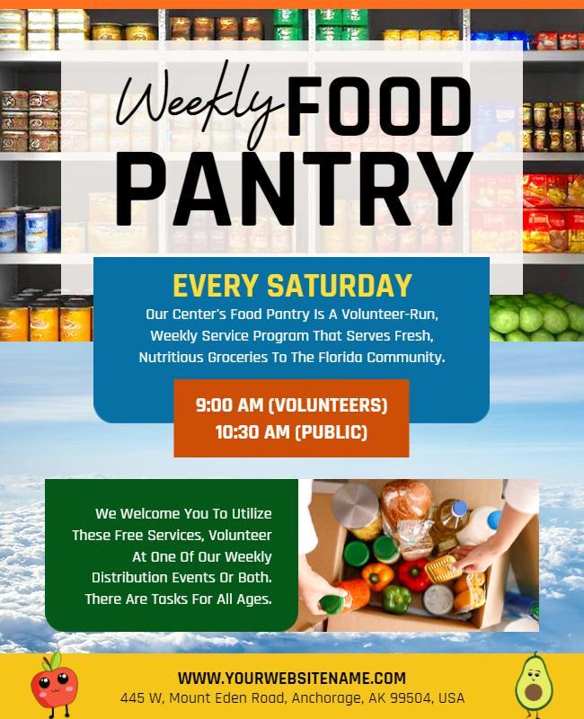 Weekly Community Food Pantry Event Flyer Template