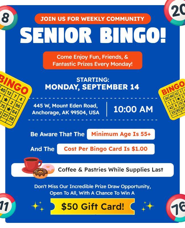 Weekly Community Senior Bingo Event Flyer Template