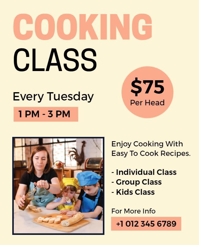 Weekly Cooking Class Workshop Flyer Template