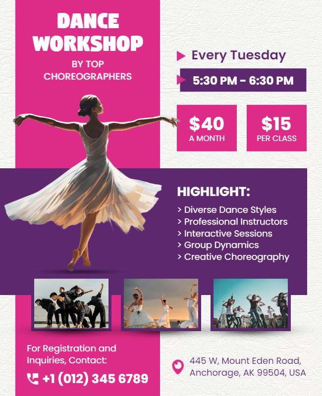 Weekly Dance Workshop Flyer Template