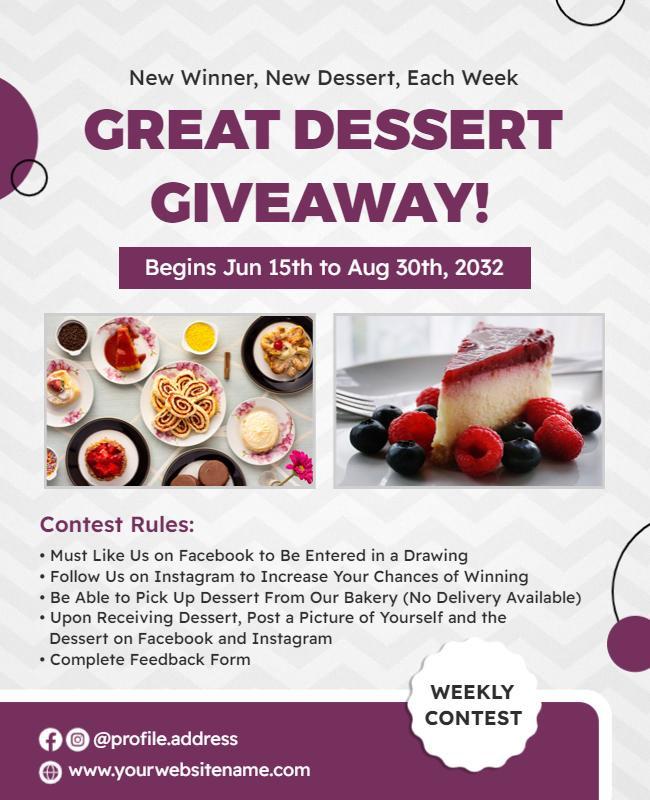 Weekly Dessert Giveaway Contest Flyer Template