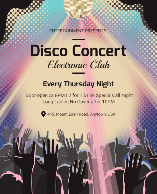 Weekly Disco Dance Party Event Flyer Template