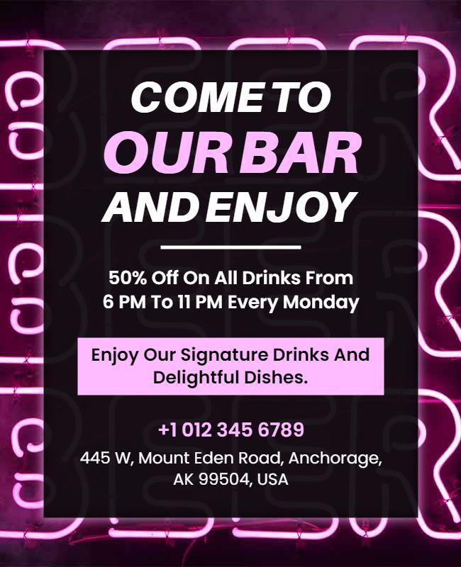 Weekly Drink Specials Bar Promotion Flyer Template