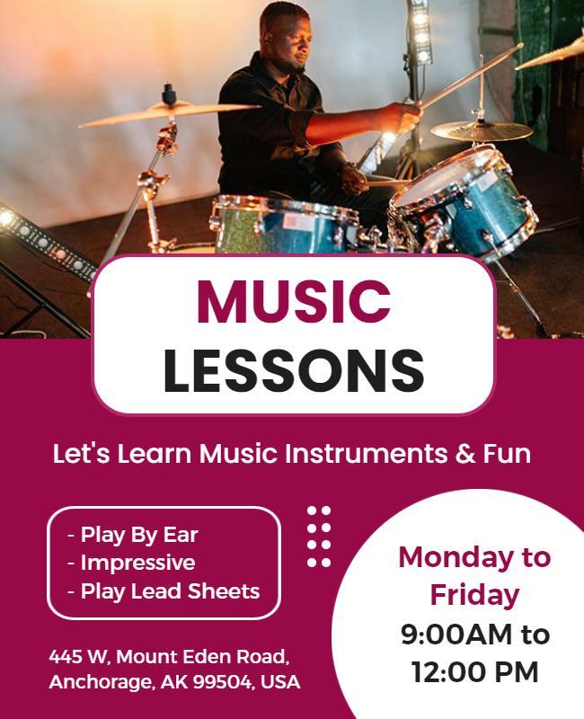 Weekly Drum Music Lessons Flyer Template