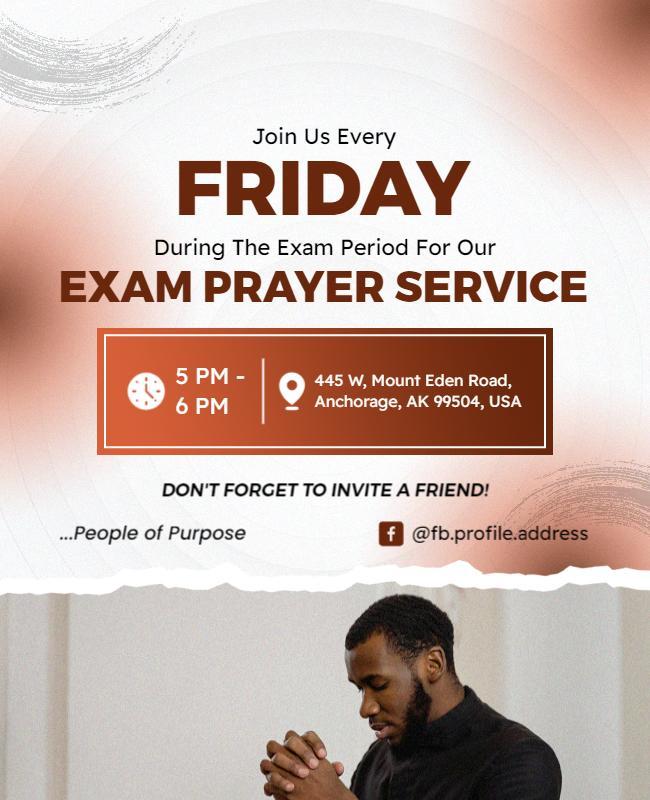 Weekly Exam Prayer Service Invitation Flyer Template