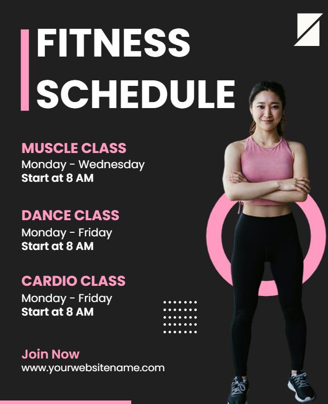 Weekly Fitness Class Schedule Flyer Template