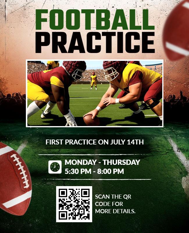 Weekly Football Practice Session Flyer Template
