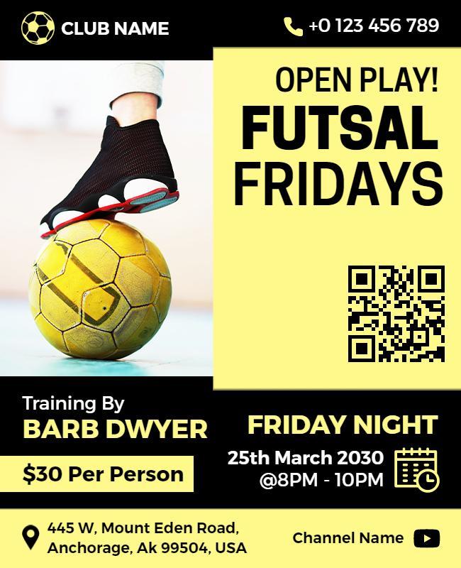 Weekly Futsal Event Flyer with Player Action Image Template