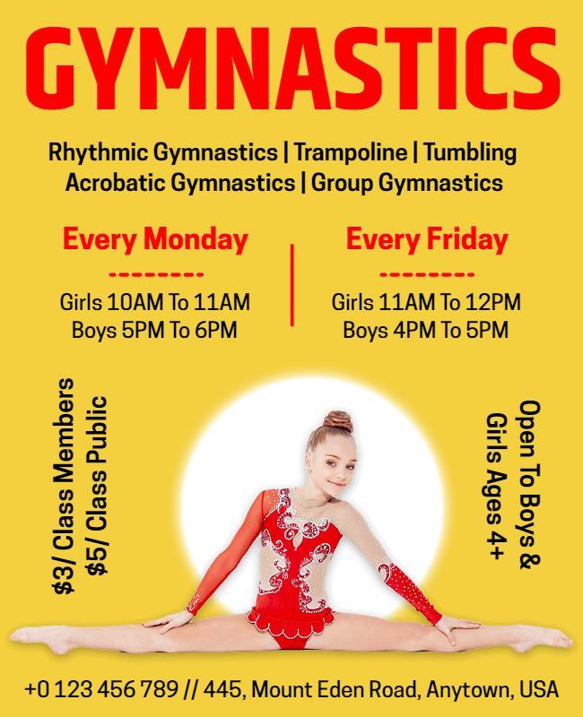 Weekly Gymnastics Classes for Kids Flyer Template