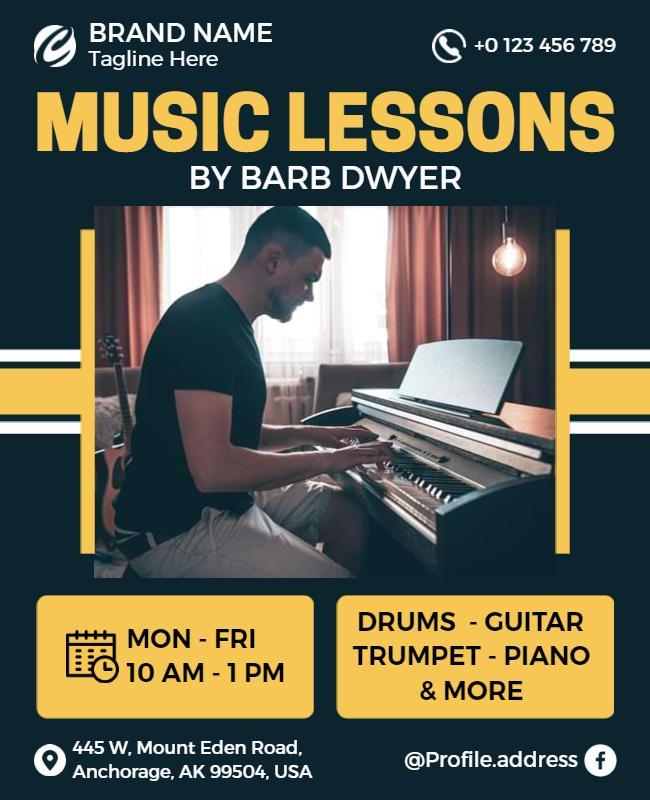 Weekly Instrumental Music Lessons Flyer Template