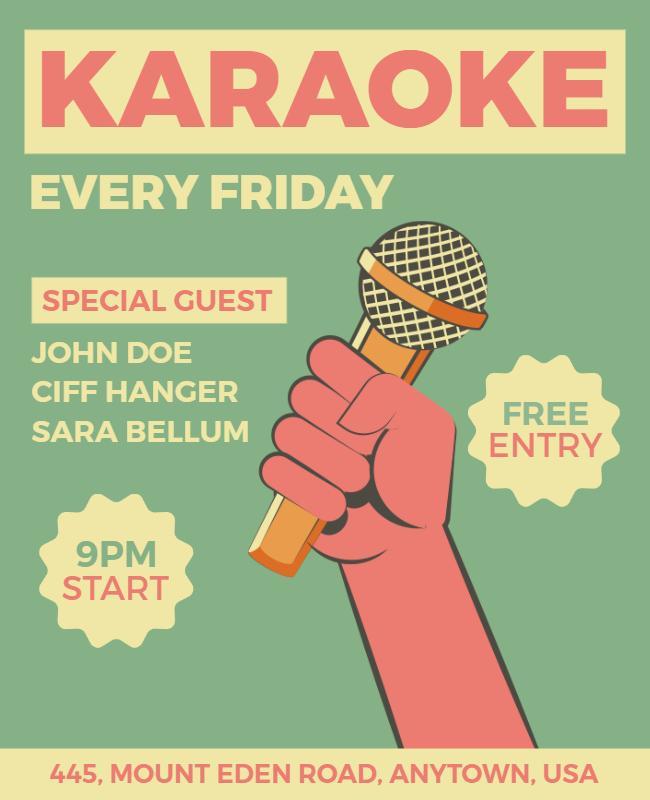 Weekly Karaoke Night with Guest Performers Flyer Template